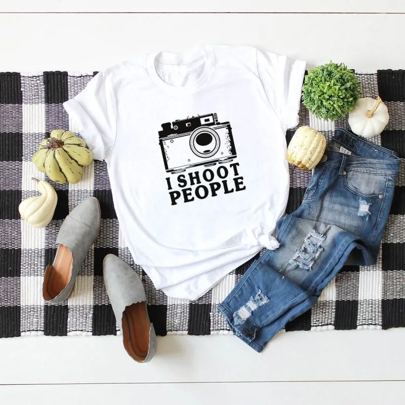 S-5XL Large Size Hot Sale Camera Letter Print Round Collar Casual Tee
