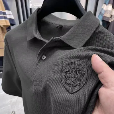 High-Grade Polo Shirt Men'S Short-Sleeved Bead Summer Lightweight Casual High-Quality Embroidered Lap T-Shirt Top Clothes