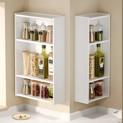 Kitchen Storage Rack Condiment Seasoning Bottle Oil Salt Sauce Vinegar Wall-Mounted Multi-Functional Layered Storage Rack Punch-Free