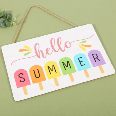 Hello Summer Country Wooden Wall Decorative Wall Pendant Party Summer Beach Theme Welcome Door