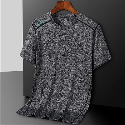 Free Shipping Cationic Quick-Drying T-Shirt Men'S Summer Thin Ice Silk Short-Sleeved T-Shirt Outdoor Plus Size Sports Fitness Top