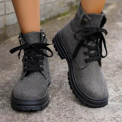 Women Fashion Plus Size Cloth Tape Short Boots