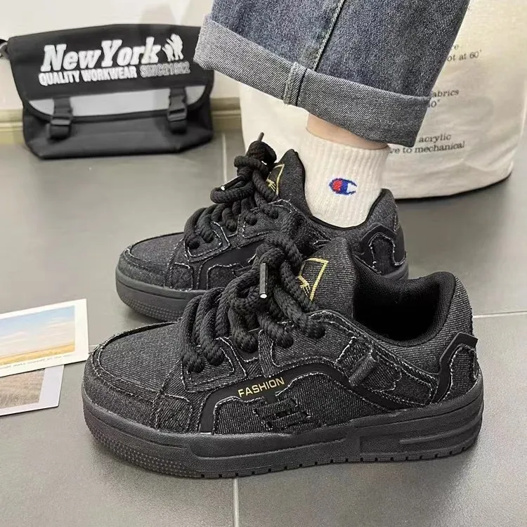 Women Fashion Plus Size Denim Thick-Soled Sneakers