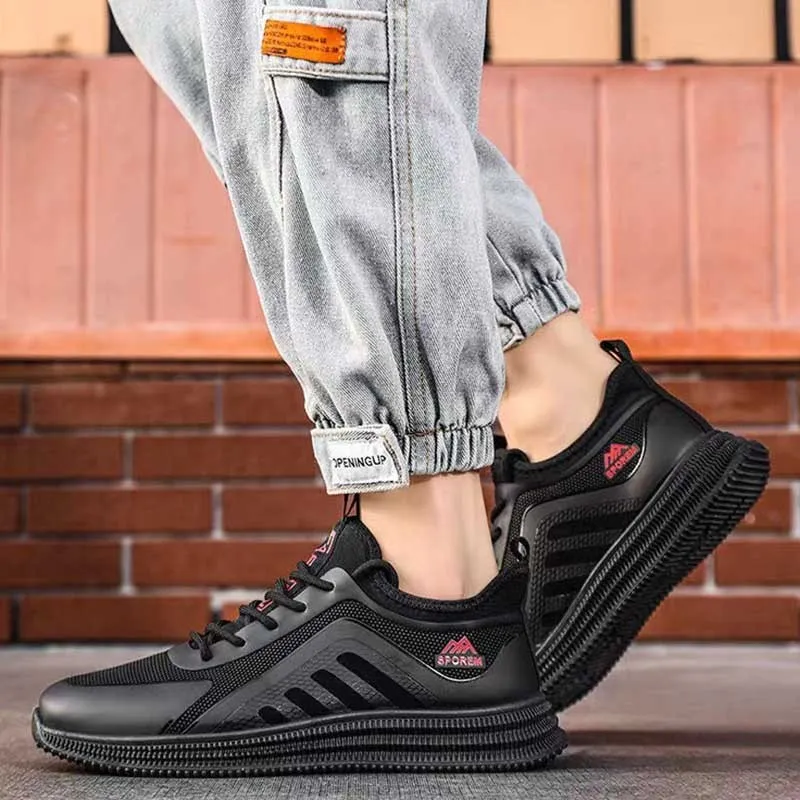 Men Casual Basic Flat Lace-Up Thick-Soled Sneakers