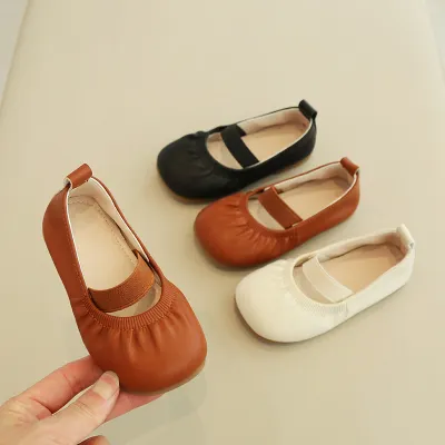 Kids Girls Fashion Casual Cute Flat Slip On PU Loafers Shoes