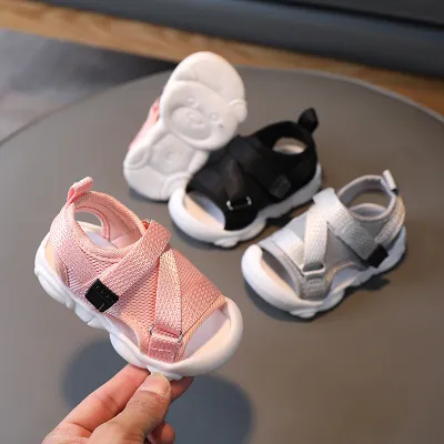 Kids Unisex Summer Casual Cute Solid Color Round-Toe Velcro Sandals