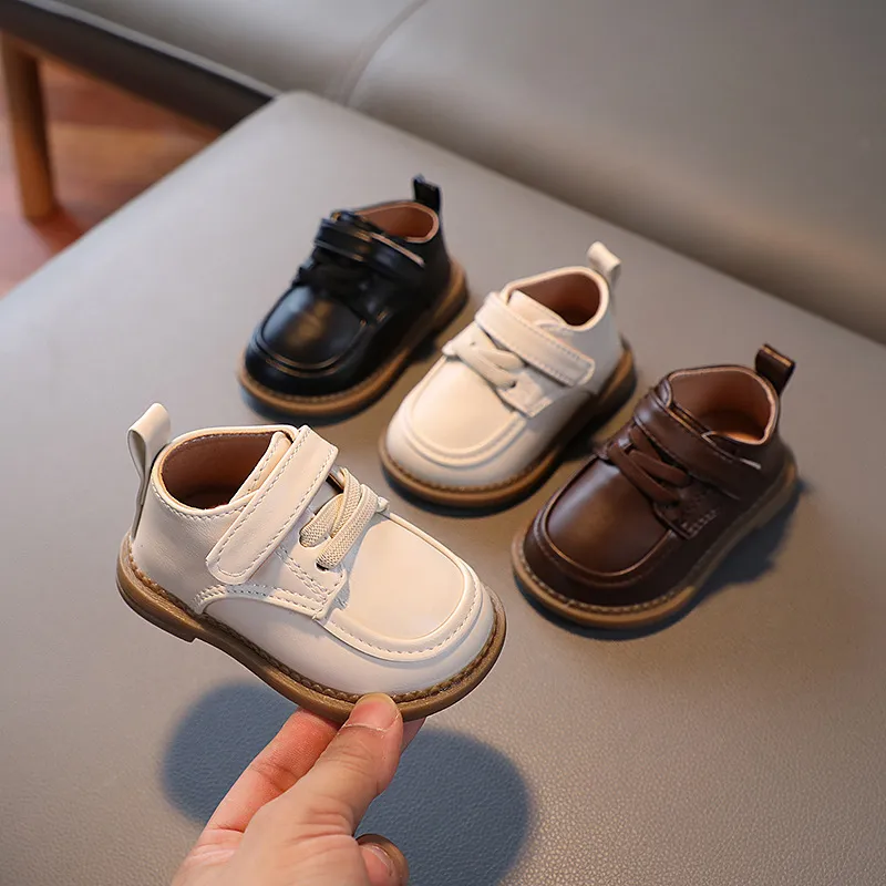 Kids Unisex Spring Autumn Casual Sports Versatile Velcro Lace-Up PU Leather Shoes