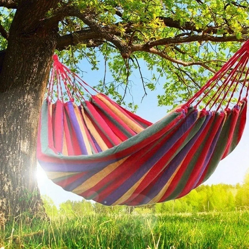 190*80cm Bright Rainbow Color Canvas Hanging Hammock