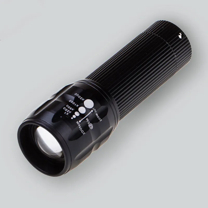 Three-speed LED Telescopic Focal Length Aluminum Alloy Mini Flashlight