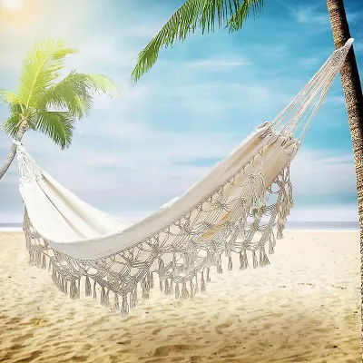 200*150CM Lace Fringed Canvas Hammock Swing
