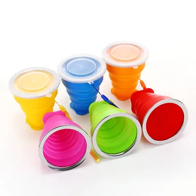 Outdoor Portable Folding Silicone Cup With Lid