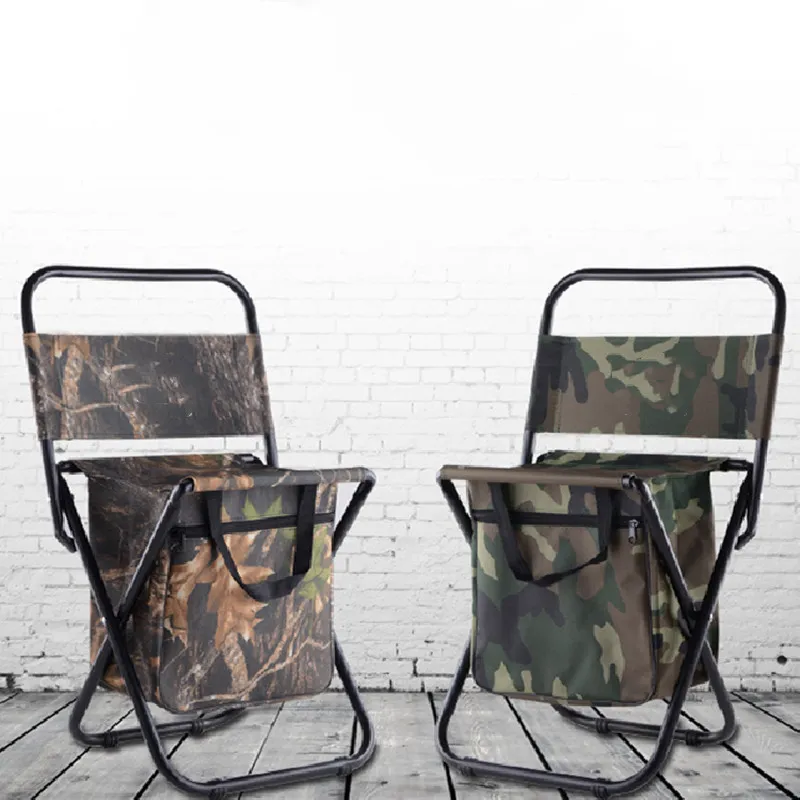Outdoor Camping Camouflage Portable Folding Chair With Backrest Storage Bag