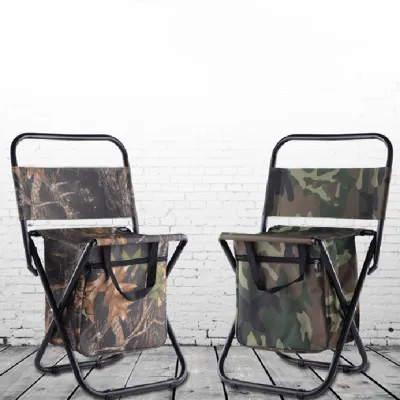 Outdoor Camping Camouflage Portable Folding Chair With Backrest Storage Bag