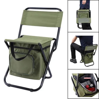 Portable Outdoor Folding Chair With Storage Bag And Backrest