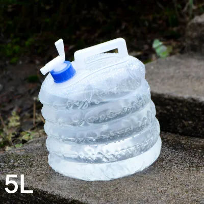 5L Outdoor Car Plastic Folding Water Bag With Faucet Camping Equipment