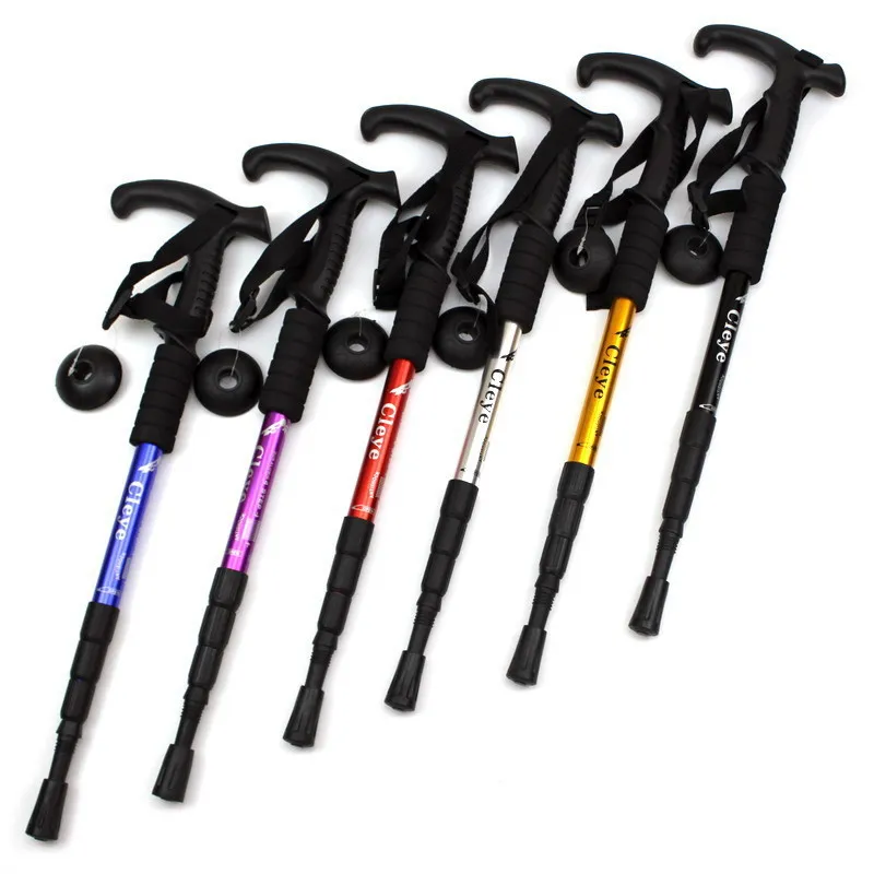 Aluminum T-handle Trekking Pole Outdoor Hiking Supplies