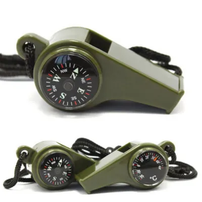 Multifunctional 3 In 1 Lifesaving Thermometer Compass Whistle
