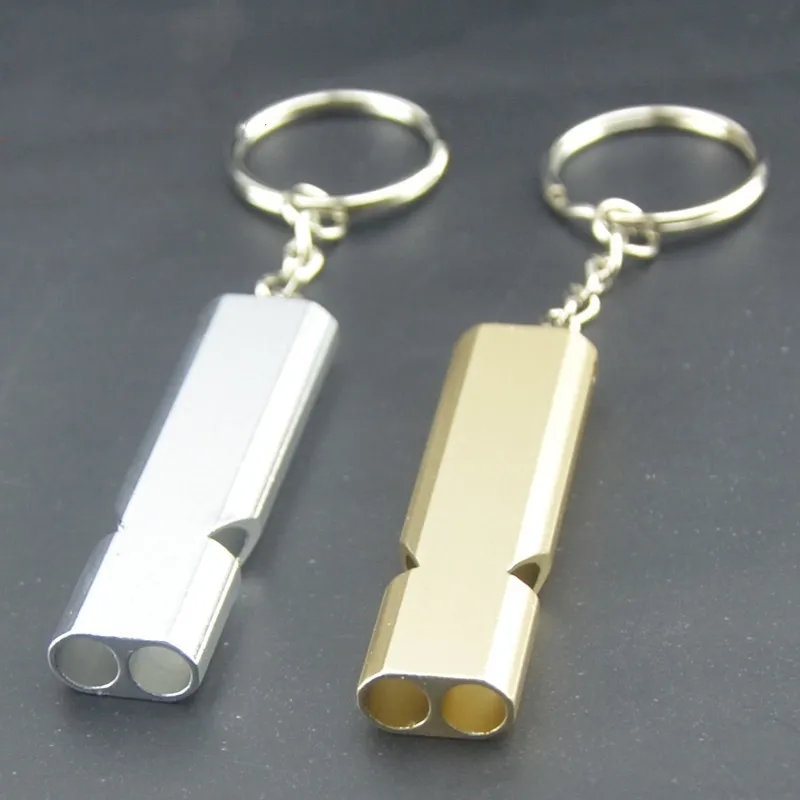 Outdoor Explosion Double Tube High Frequency Aluminum Alloy Metal Survival Whistle