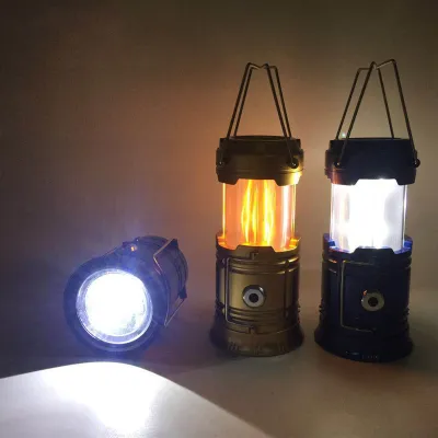 Camping Home Emergency Solar Rechargeable Colorful Flame Lamp