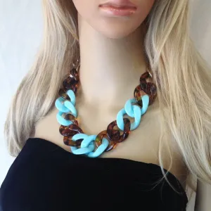 Contrast Color Acrylic Chunky Chain Statement Necklace