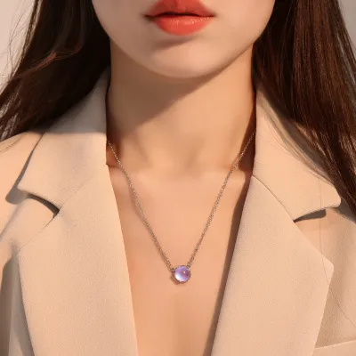 Round Gradient Color Moonstone Choker Necklace