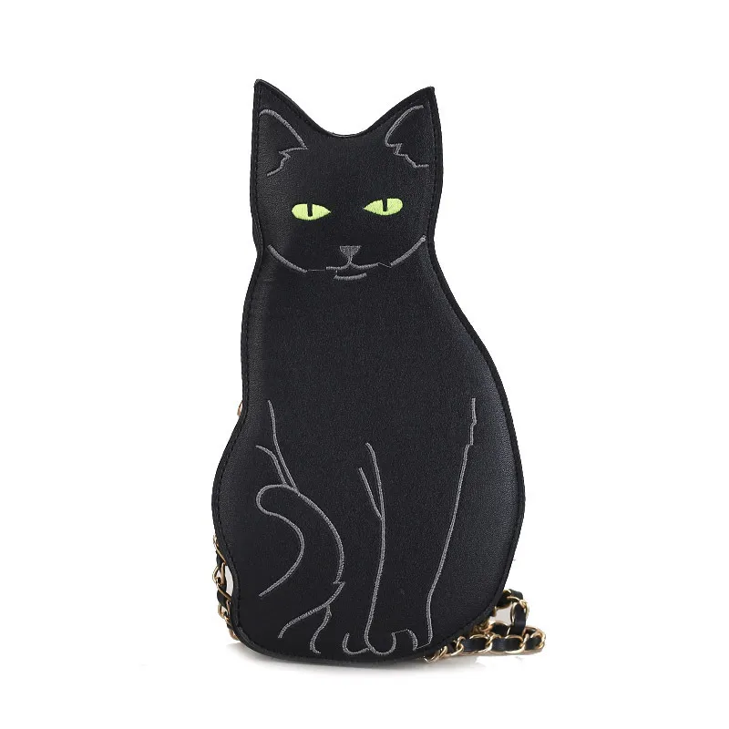 Women Creative Cat Chain Design Solid Color Crossbody Bag