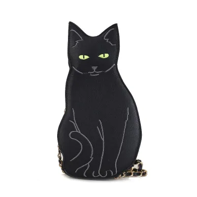 Women Creative Cat Chain Design Solid Color Crossbody Bag