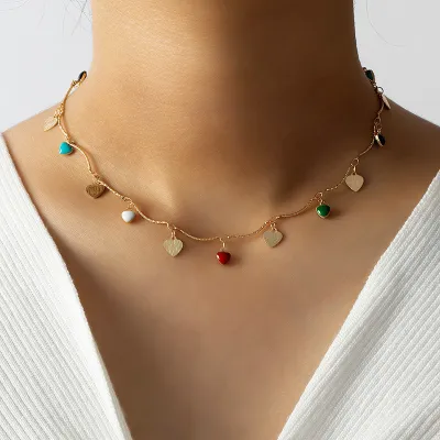 Simple Heart Pendant Design Alloy Choker Necklace