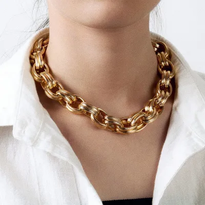 Punk Exaggerated Twist Chain Design Alloy Necklace