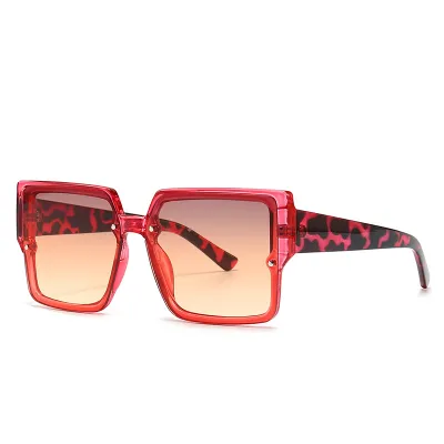 Women Retro Color Blocking Large Frame Sunglasses