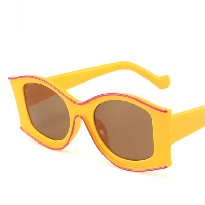 Women Causal Concave Frame Solid Color Sunglasses