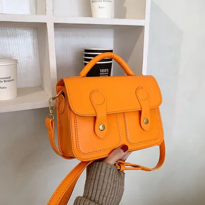 Fashion Women Klein Blue Candy Color Vintage Flap PU Messenger Bag