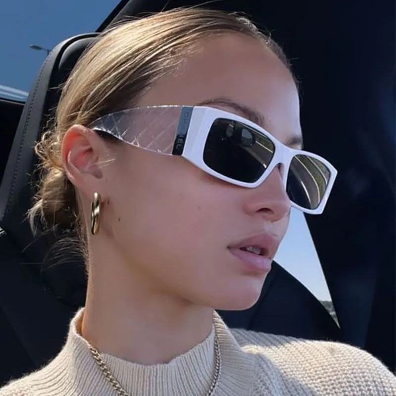 Unisex Vintage Punk Solid Color Rectangle Shaped Frame Sunglasses
