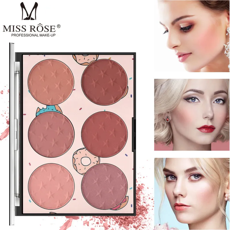 Six-Color Blush Natural Lasting Red Matte Pearlescent Transparent Blush Plate