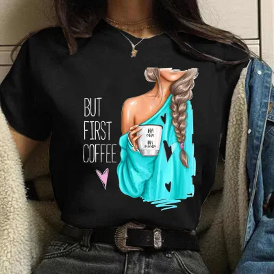 Casual Women Graphic Printed Round Neck Short Sleeves T-shirt