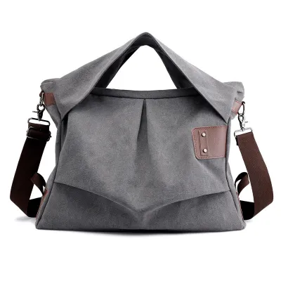 Women Casual Solid Color Canvas Large Capacity Crossbody Bag