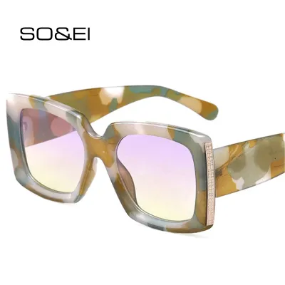 Women Classic Square Frame Gradient Lenses All-match Sunglasses