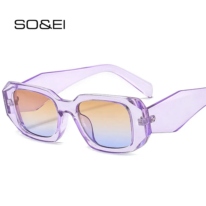 Unisex Classic Small Rectangle Shaped Gradient Lenses Sunglasses