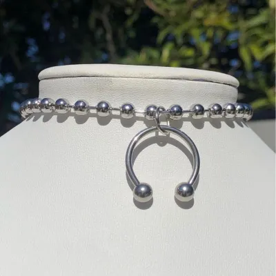 Unisex Hip Hop Punk Horseshoe Shaped Pendant Design Alloy Choker Necklace