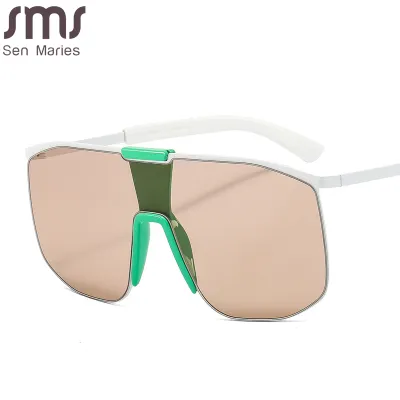 Unisex Classic Oversized Square Frame One-Piece Sunglasses