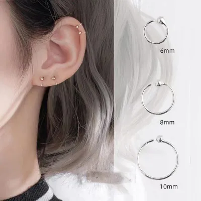 One Piece Simple Cute Mini Size Silver Plated Alloy Hoop Earrings
