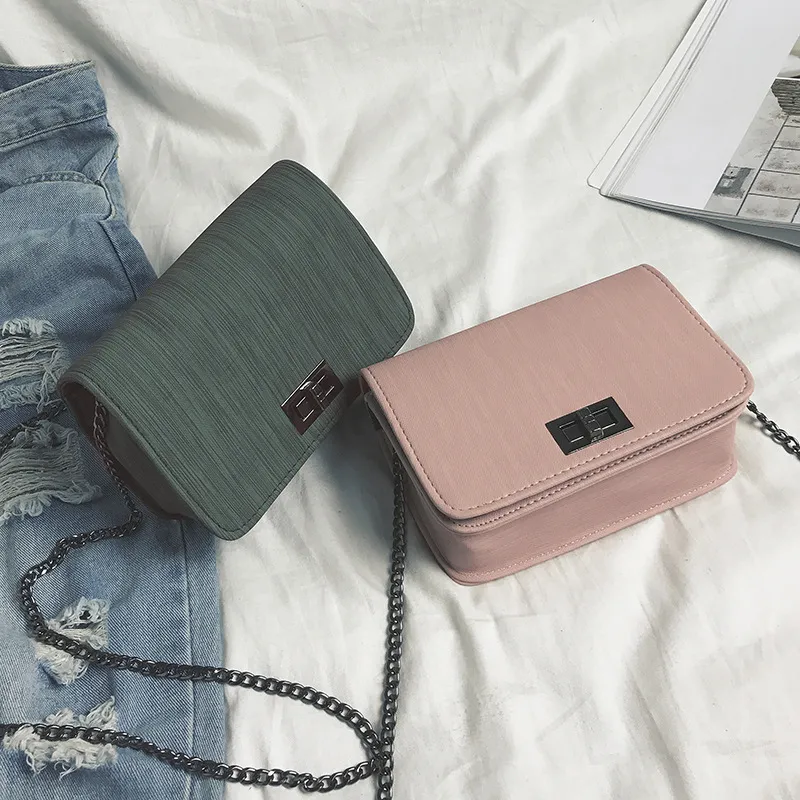 Women Casual Flap Buckle Design Solid Color PU Crossbody Bag