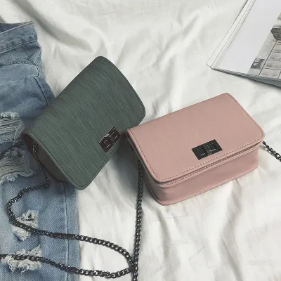 Women Casual Flap Buckle Design Solid Color PU Crossbody Bag