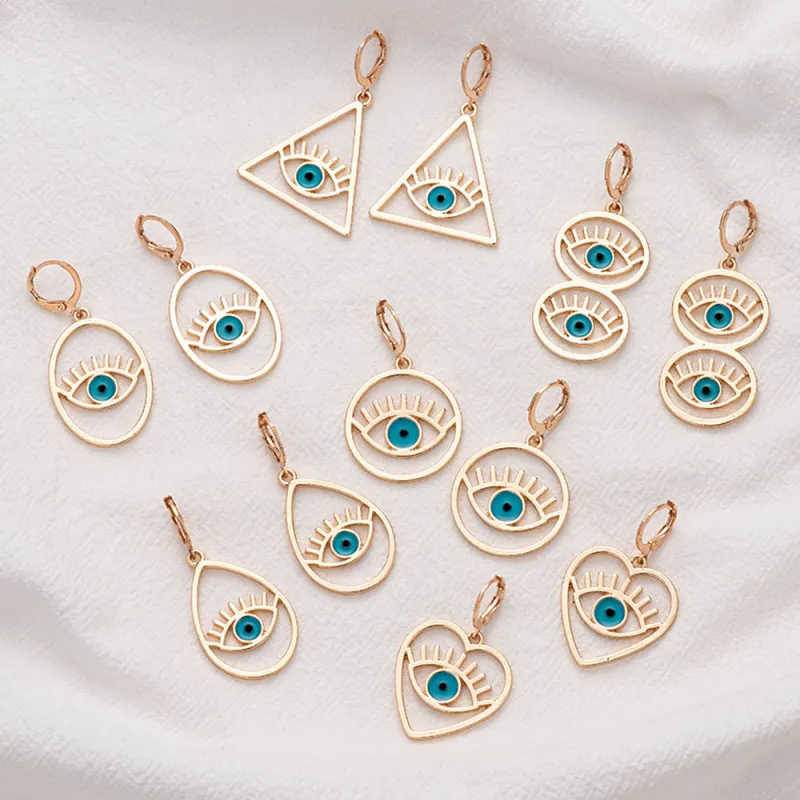Women Exquisite Evil Eye Heart Shaped Hoop Earrings