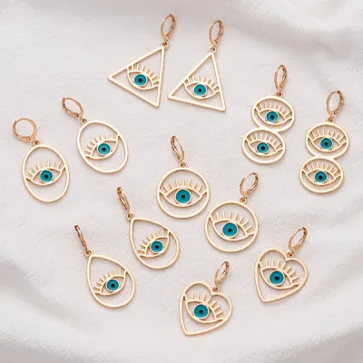 Women Exquisite Evil Eye Heart Shaped Hoop Earrings