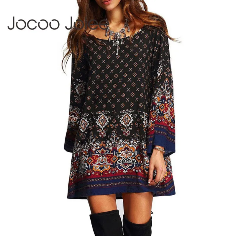 Women Elegant Vintage Chiffon Casual Geometric Print Loose Summer Bohemian Beach Mini Dress