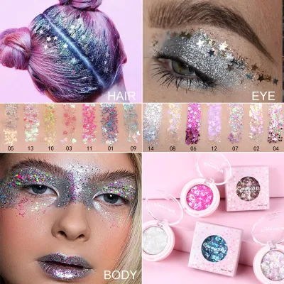Face Eye Highlighter Powder Eyeshadow Palette Shining Sequins Makeup Cosmatic Tool