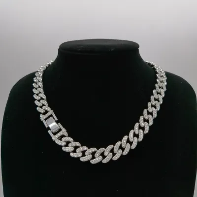 Unisex Hiphop Rhinestone Thick Necklace