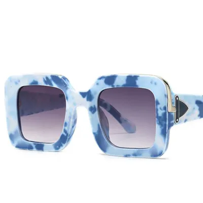 Unisex Vintage Marble Pattern Square Frame Sunglasses