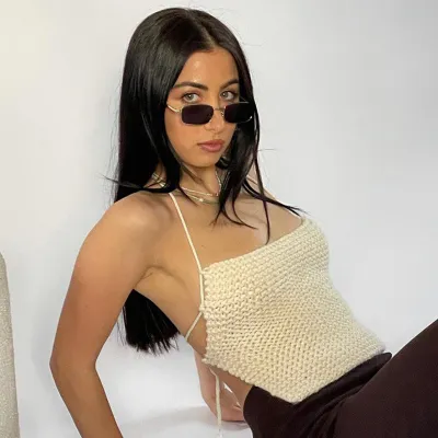 Women Summer Sexy Edgy Sleeveless Backless Halter Neck Knitted Tank Top